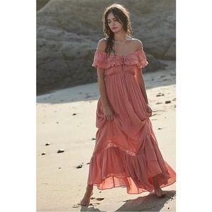 Free People Moonlight Ocean Maxi Dress in Burnt Coral Size XS